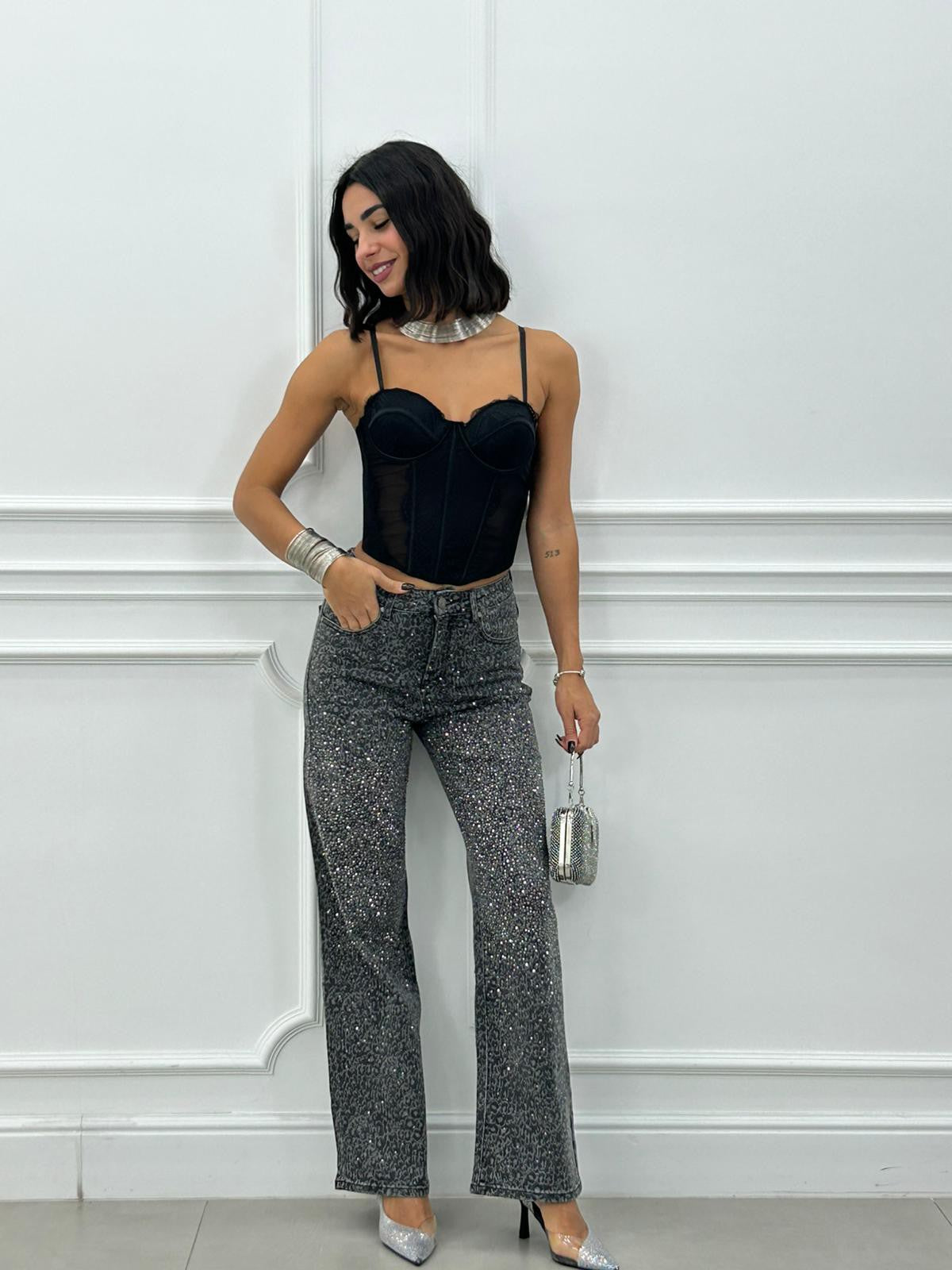 JEANS LEOPARD GREY NEW AI26
