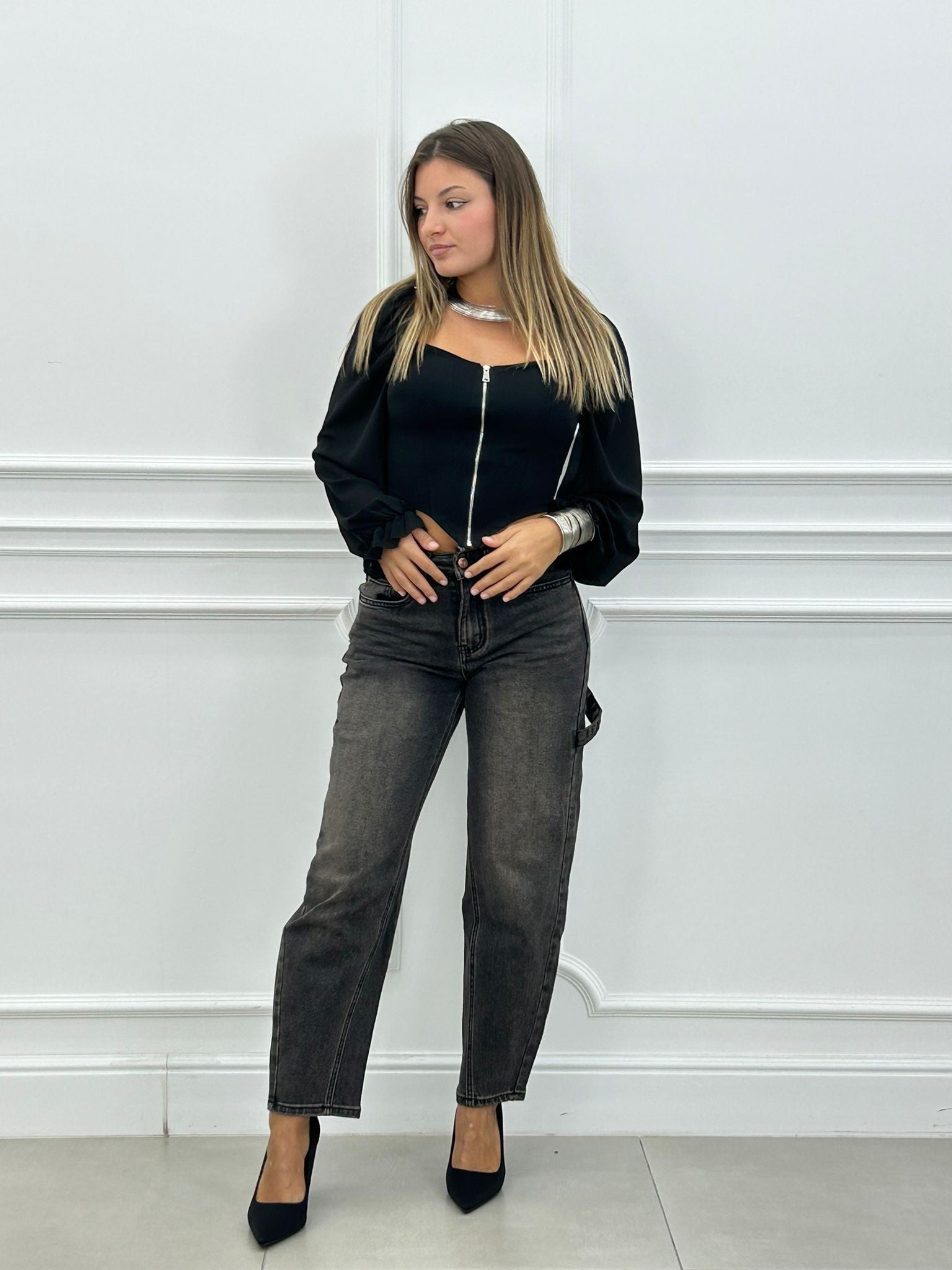 JEANS BLACK WASH NEW AI26
