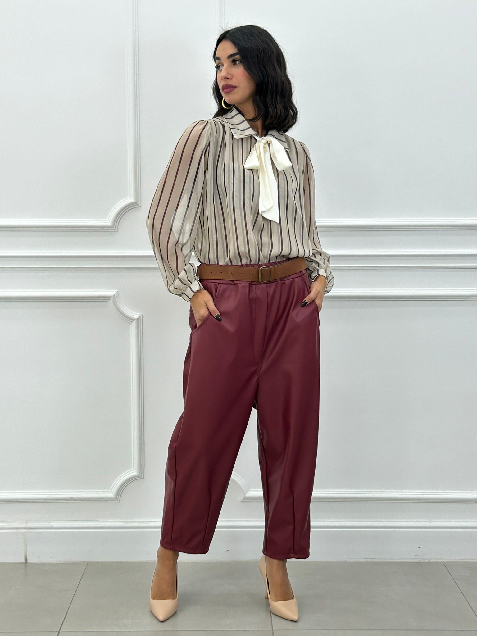 PANTALONE CROPPED IN ECOPELLE NEW AI26