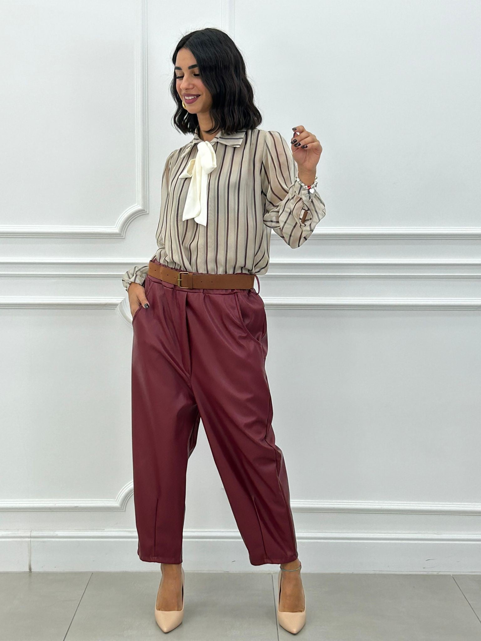 PANTALONE CROPPED IN ECOPELLE NEW AI26