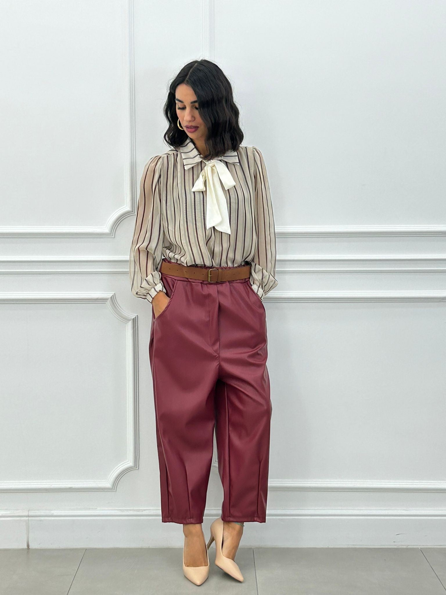 PANTALONE CROPPED IN ECOPELLE NEW AI26