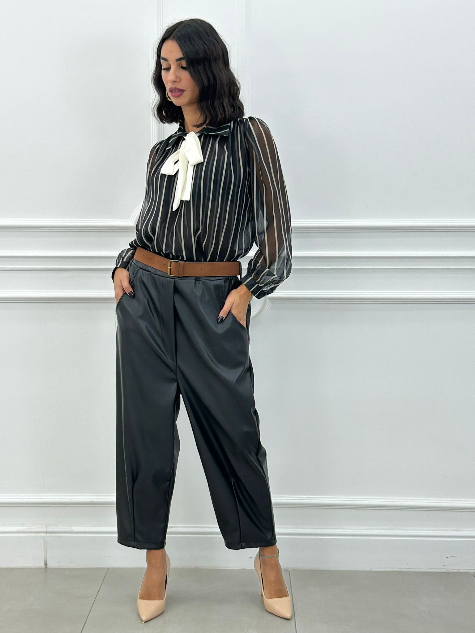 PANTALONE CROPPED IN ECOPELLE NEW AI26