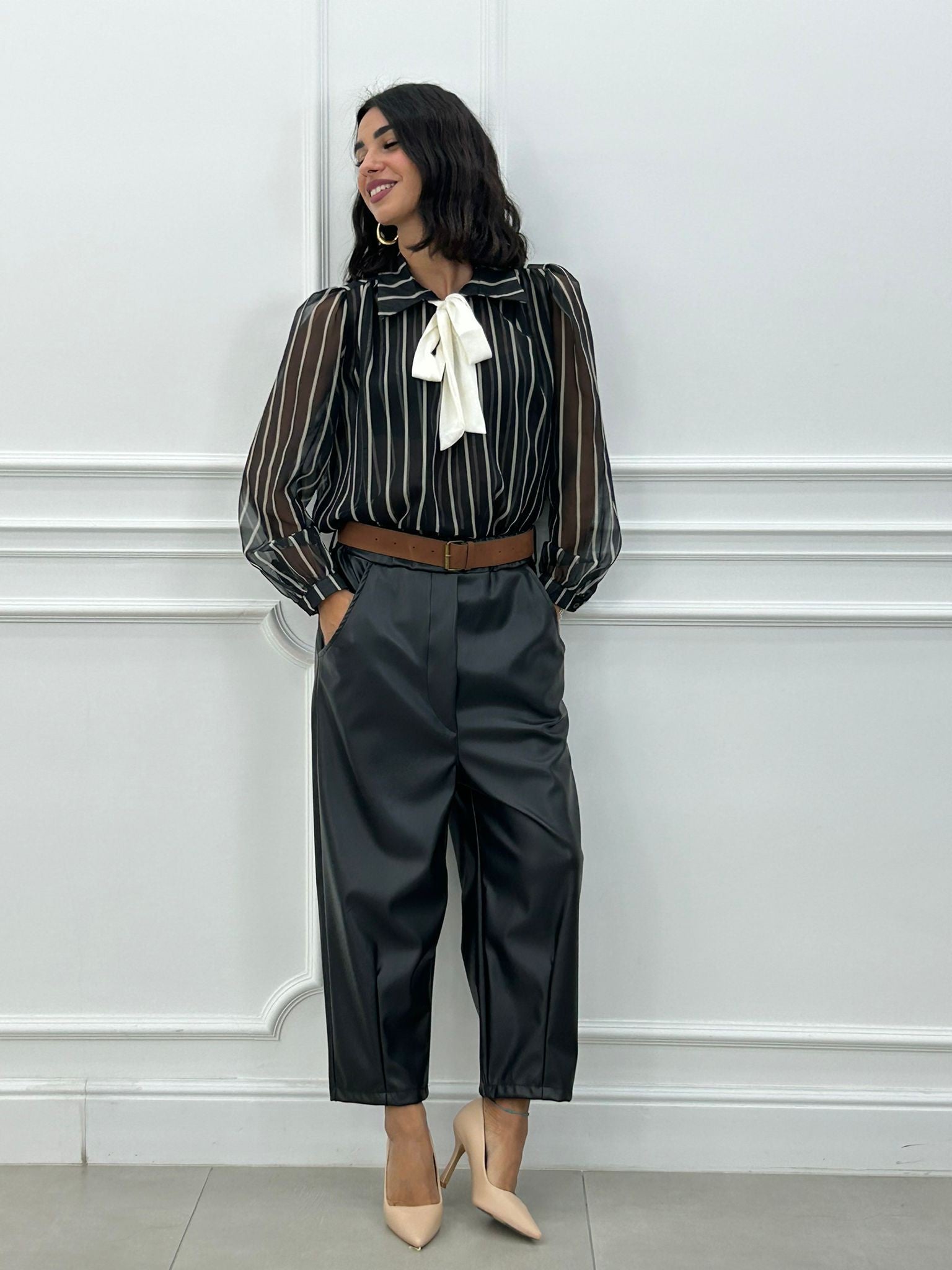 PANTALONE CROPPED IN ECOPELLE NEW AI26