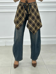 JEANS CON LAYERING FINTO CAMICIA NEW AI26