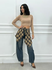 JEANS CON LAYERING FINTO CAMICIA NEW AI26