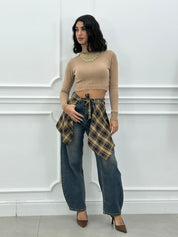 JEANS CON LAYERING FINTO CAMICIA NEW AI26