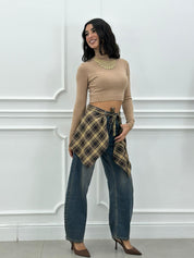 JEANS CON LAYERING FINTO CAMICIA NEW AI26