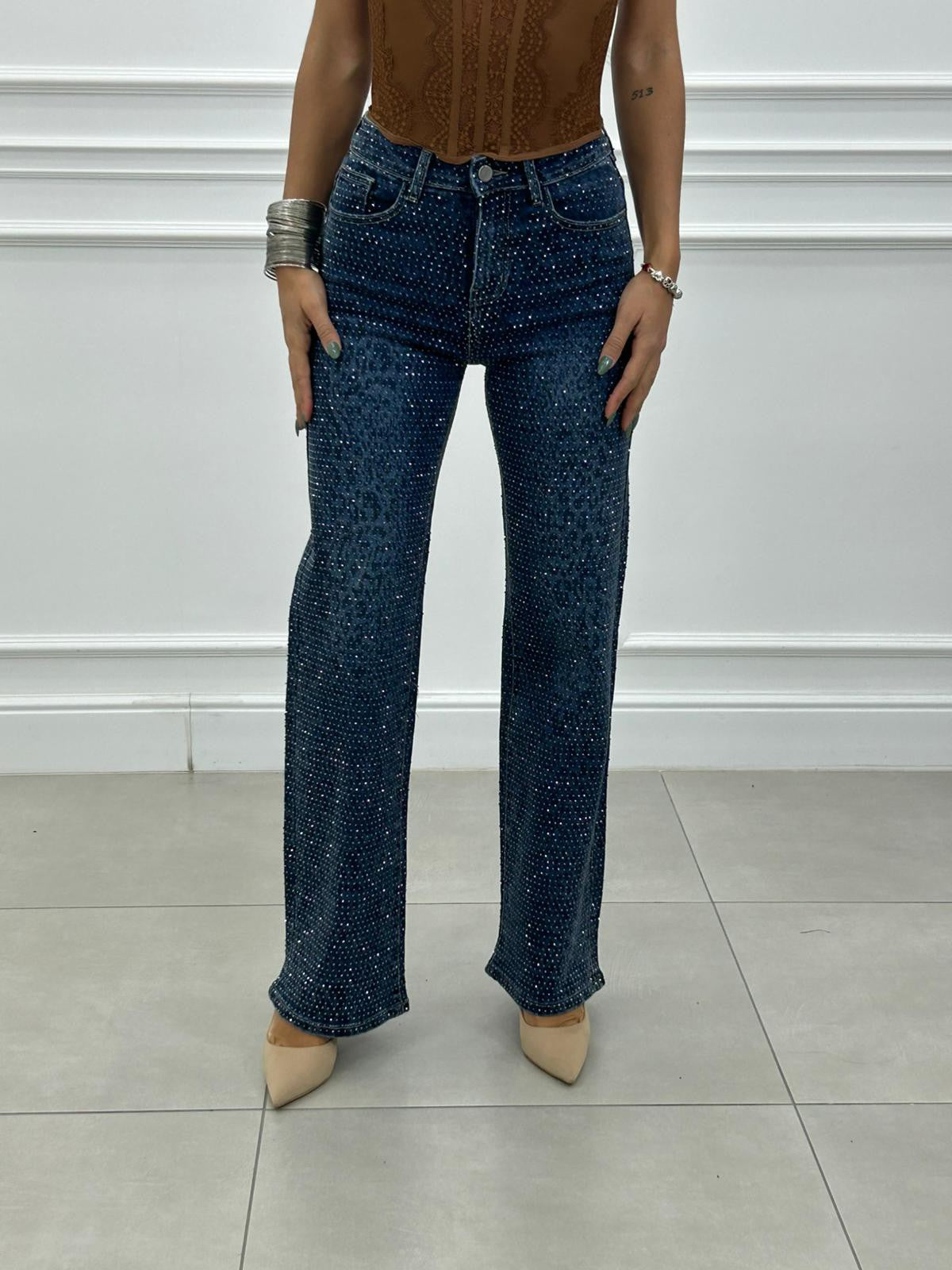 JEANS WIDE LEG STRASS NEW AI26