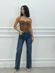 JEANS WIDE LEG STRASS NEW AI26