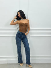 JEANS WIDE LEG STRASS NEW AI26