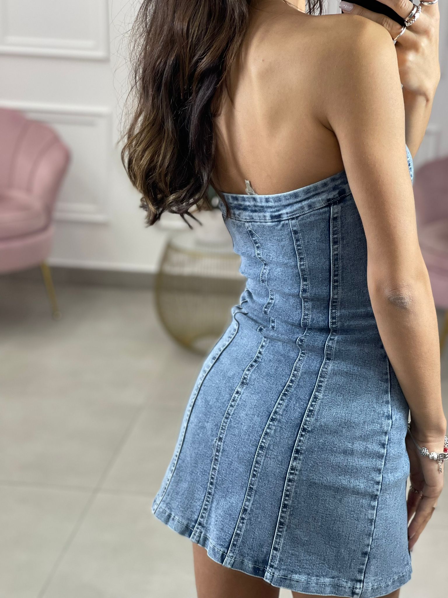 VESTITO JEANS A FASCIA  9610