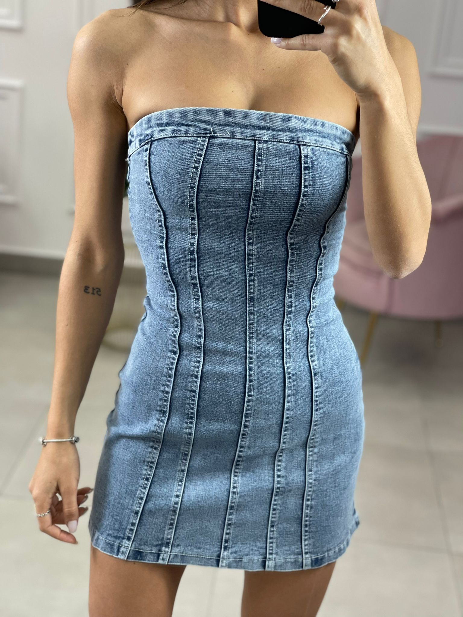 VESTITO JEANS A FASCIA  9610