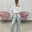 PANTALONE PALAZZO EFFETTO METALLIZZATO