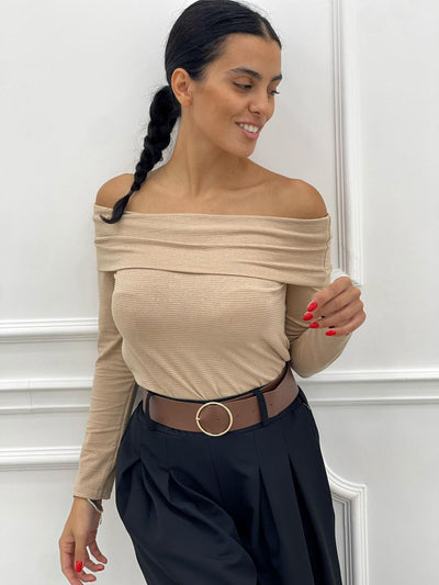 MAGLIA SCOLLO BARCA CON INSERTI IN LUREX