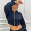 FELPA CROP CON ZIP E CAPPUCCIO