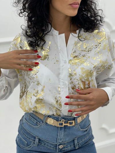 CAMICIA EFFETTO METALLIZZATO ORO