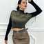 SHORTS FINTA GONNA ECOPELLE CON ZIP E CINTURA