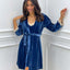 SET PIGIAMA 4 PEZZI IN CINIGLIA E PIZZO BLU