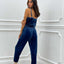 SET PIGIAMA 4 PEZZI IN CINIGLIA E PIZZO BLU