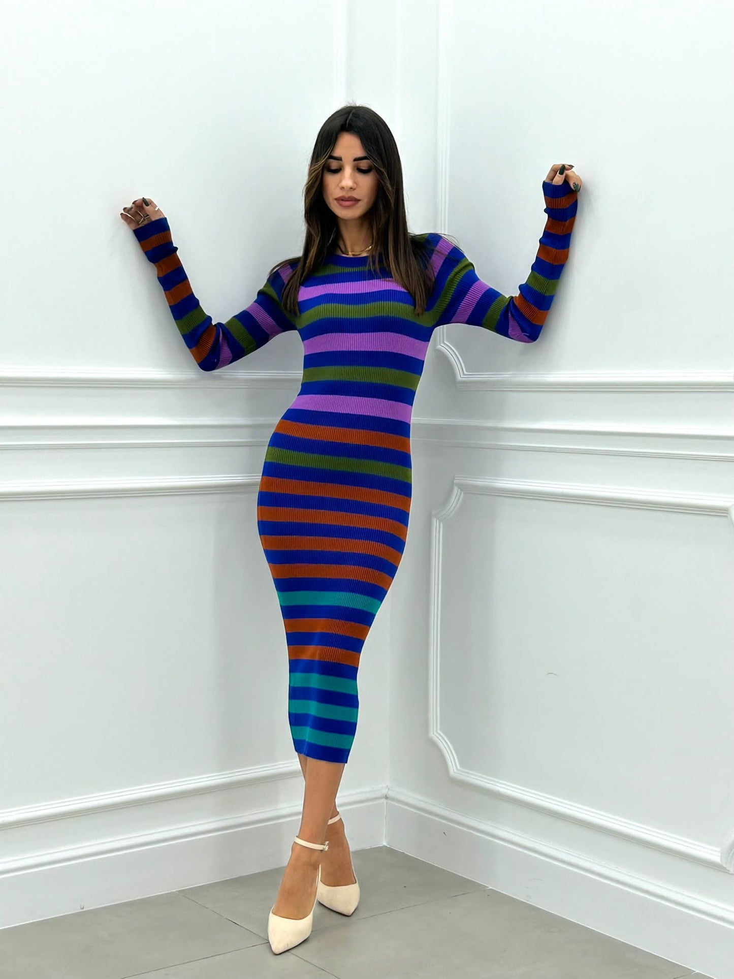 VESTITO COSTINA RIGHE MULTICOLOR