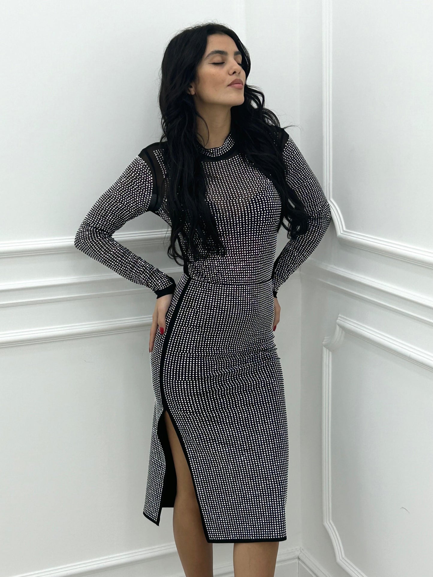 GONNA TUBINO CON STRASS E SPACCO LATERALE