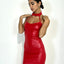 VESTITO ECOPELLE CON EFFETTO CHOKER