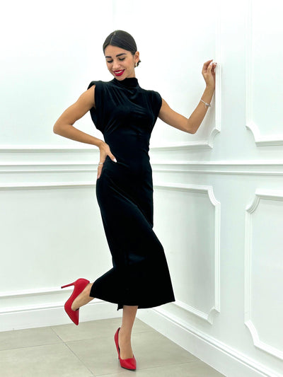 VESTITO LUNGO VELLUTO CON SPALLINE