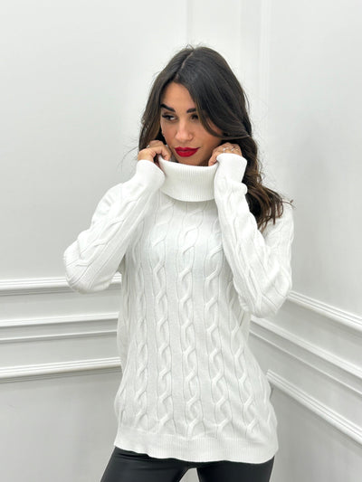 MAGLIONE DOLCEVITA TRAMA TRECCIA