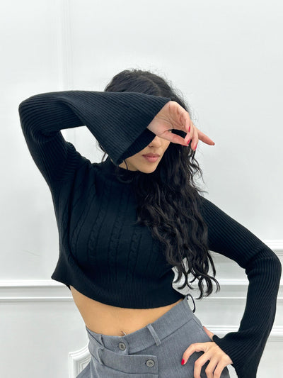 MAGLIONCINO CROP TRAMA TRECCIA