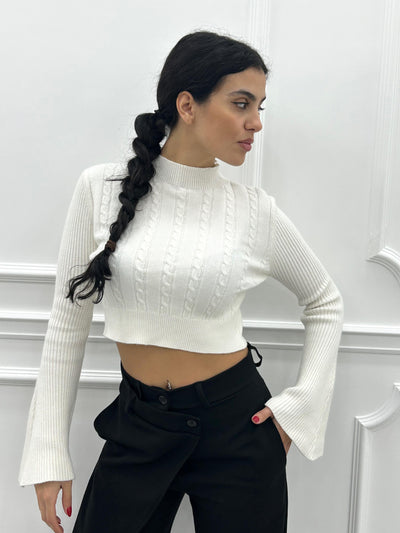 MAGLIONCINO CROP TRAMA TRECCIA