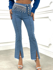 JEANS ZAMPA CON FRANGE STRASS NEW COLLECTION