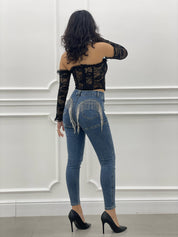 JEANS CON FRANGE STRASS NEW COLLECTION